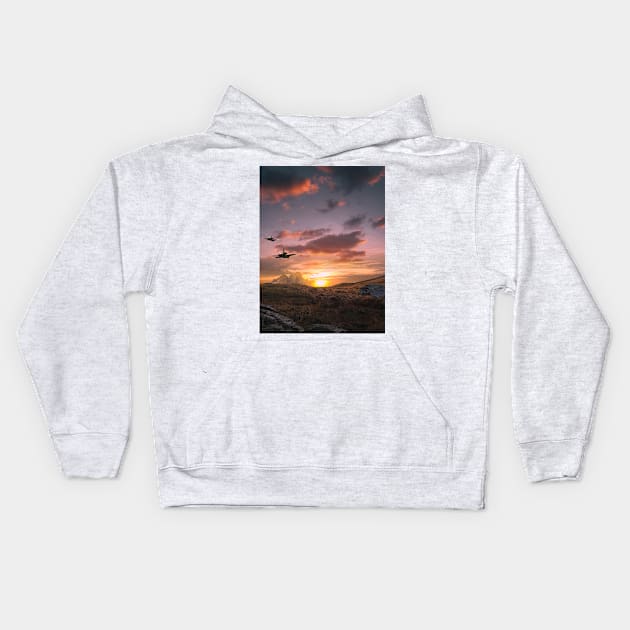 Sunset Jets Kids Hoodie by Shaheen01